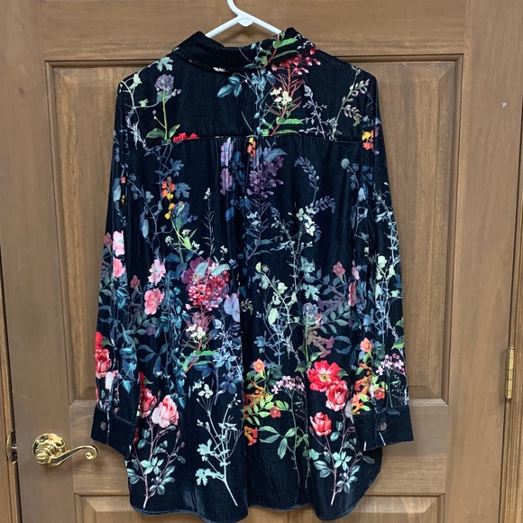 Soft Surroundings Floral Velvet Blouse Size XL - Picture 2 of 3